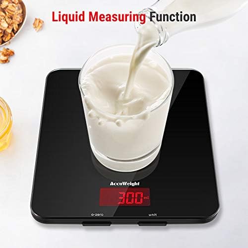 ACCUWEIGHT Balance de Cuisine Électronique Balance Multifonctionnelle Numérique avec Écran LCD Rétro-éclairé Balances Postales avec Plateforme en Verre Trempé, Arrêt Automatique, Fonction de Tare - Cuisine A Vivre ACCUWEIGHT Balance de Cuisine Électronique Balance Multifonctionnelle Numérique avec Écran LCD Rétro-éclairé Balances Postales avec Plateforme en Verre Trempé, Arrêt Automatique, Fonction de Tare