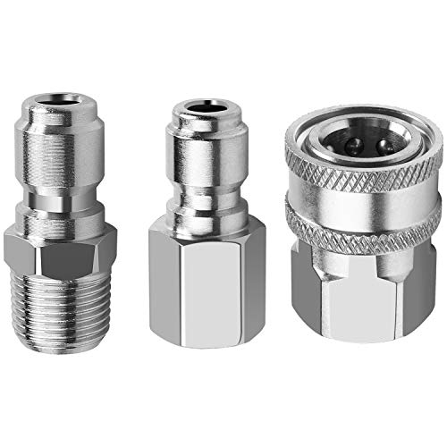 EXCELFU NPT 3/8 Inch Stainless Steel Male and Female Quick Connector Kit Pressure Washer Adapter