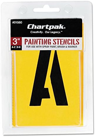 Chartpak 01560 Painting Stencil Set, A-Z Set/0-9, Manila, 35/Set