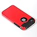 TCD for Apple iPhone 5 5S [RED ON BLACK] Hybrid Rugged Protective Defender Series Combo Case Cover Multiple Layers Shock Ultimate Protection [FREE SCREEN PROTECTOR STYLUS PEN]