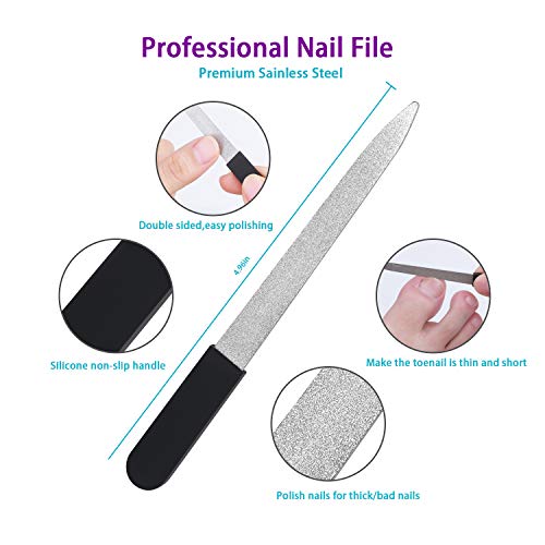 BUVE Cuticle Nippers Pusher Manicure Tools Set - Professional Non-slip Nail Cuticle Remover Cutter Clippers Tool for Gel Nail Art Fingernails Toenails,Stainless Steel, Travel, Gift