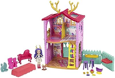 Maison de Danessa Biche​, Mini-poupée et Figurine Animale Sprint, 4 espaces de Jeu et Accessoires, Emballage fermé, Jouet pour Enfant, HFC41