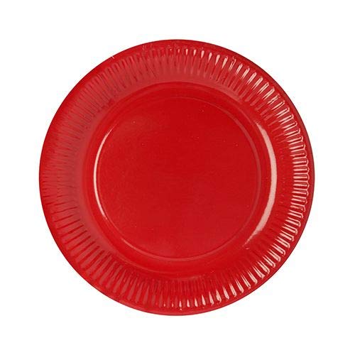 Papstar Pappteller / Einwegteller rot (50 Stück) rund, ø 23 cm aus 100% Frischfaserkarton, für Grillfest, Geburtstag, Buffet 