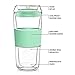 BINE 14OZ Double Wall Insulated Glass Tumbler with Glass Lid Borosilicate Glass Tea/Coffee Mug | Reusable Hand Blown Drinking Glass - Mint Green/Green/Red (Mint Green)