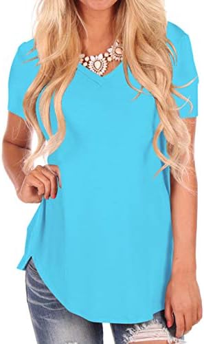 NIASHOTWomens Short Sleeve V-Neck Loose Casual T-shirts Summer Tops