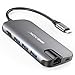 USB C Hub, USB C Adapter BEAOK 8 in 1 Type C Hub with 4K HDMI, Ethernet, USB-C PD Charging, 3 USB 3.0 Ports, SD/TF Card Reader, for MacBook/Pro/Air, iPad Pro and Type C Laptops, Grey