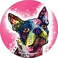 SJT Enterprises Boston Terrier Car Magnet, 5 inch Round Dean Russo Car Decal, Colorful Pop Art Bumper Sticker Magnet, Waterproof & UV Resistant (SJT86503)