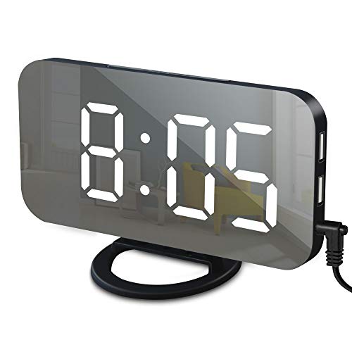 GLOUE Alarm Clock with USB Charger, Digital Alarm Clocks for Bedrooms