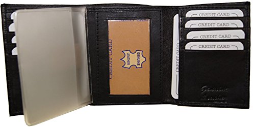 Improving Lifestyles Leather Mens Wallet Trifold Black FREE Organza Gift Bag SUN1105BK