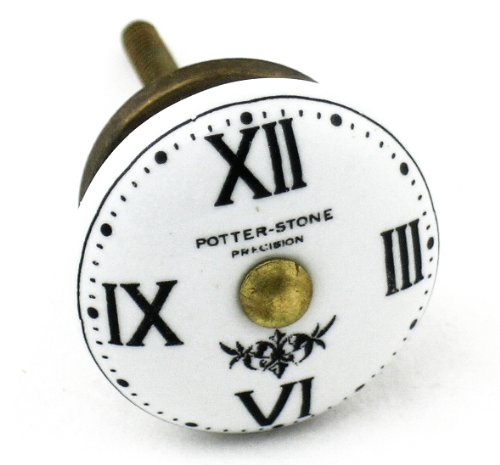 Romantic Decor Ceramic Cabinet Knobs 1.50" Diameter, 10 Pack Watch Face C145VF with Antique Bronze Backplate