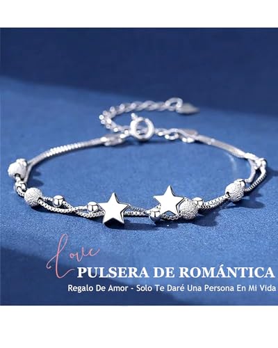 Pulseras para Mujer Estrella de Plata 925, Regalos para Mujer Cumpleaños Pulsera Joyeria Accesorios Ajustable para Mama Novia Amiga