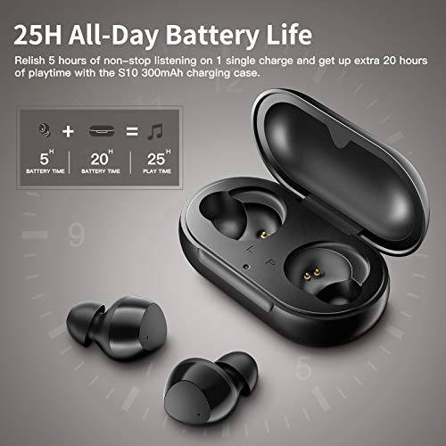 Hestom S10 Bluetooth 5.0 True Wireless Earbuds, IPX8 Waterproof 30H Cyclic Playtime HI-FI Stereo Headphones with Type c… - Image 2