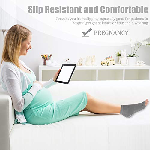 Echolife 4 Pairs Yoga Socks with Grips Non-Slip Toeless Low Cut Pilates Ballet Barre Socks Non-Skid Sticky Grip Sock for Girls Womens (Solid Half Toe)