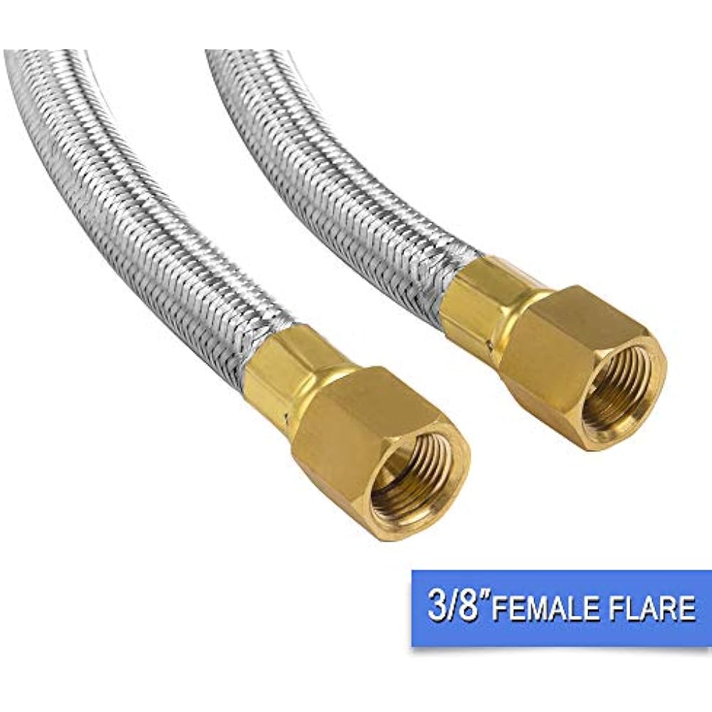 6ft Propane Hose Assembly Braided Stainless Steel 3/8" Female Flare