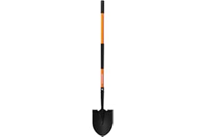 KOLEIYA Heavy Duty Digging Shovel 57 Inch Fiberglass Handle with Serrated Steel Blade Ergonomic Grip for Gardening Landscaping Construction