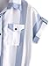 ROMWE Women's Striped Knotted Front Blouse Roll Sleeve Shirt With Chest Pocket (One-size, White & Blue)