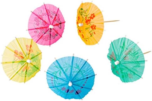 The Bar 50-Count Vibrantly-Colored Decorative Party Parasol with Attached Wooden Pick, 3-pack (150 Parasols Total)