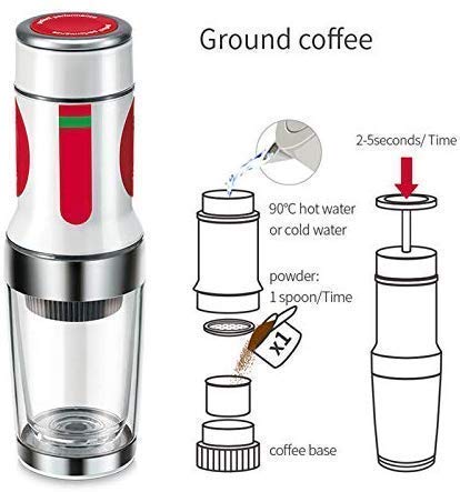 CENPEN Kaffee-Maschine, bewegliche Handpresse Kaffeemaschine Mini-Hand Espresso Pods Kaffee-Kapsel-Maschine (weiß) – Bild 4
