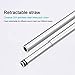 NAHAO Reusable Stainless Steel Straws, Telescopic Straw, Medical Grade Food Grade Straw Portable Hard Shell Cleaning Brush (2 Pack)