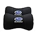 Auto Sport 2 PCS Genuine Leather Bone-Shaped Car Seat Pillow Neck Rest Headrest Comfortable Cushion Pad with Logo Pattern for Subaru Accessory