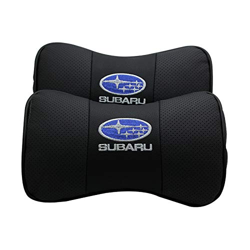 Auto Sport 2 PCS Genuine Leather Bone-Shaped Car Seat Pillow Neck Rest Headrest Comfortable Cushion Pad with Logo Pattern for Subaru Accessory Auto Sport 2 PCS Genuine Leather Bone-Shaped Car Seat Pillow Neck Rest Headrest Comfortable Cushion Pad with Logo Pattern for Subaru Accessory
