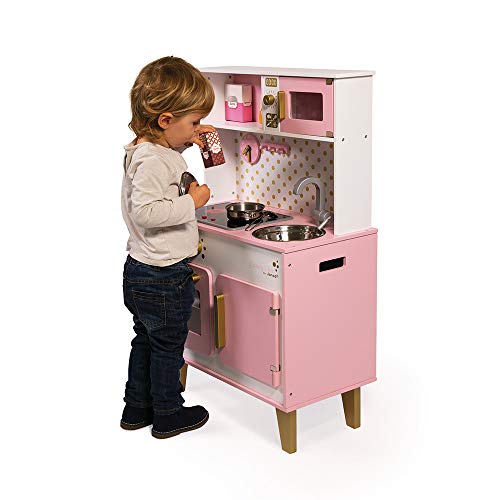 Janod - Candy Chic Big Wooden Cooker for Children - Equipped with Fridge and Microwave, Sound and Light - Pretend Play… – Bild 5