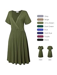 Bulotus - Vestido de manga corta con cuello en V para mujer