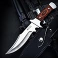 Omesio Fixed Blade Knives with Sheath Hunting Knife Bushcraft Knives Skinning Knife Deer Hunting Knives, Full Tang Big Campin