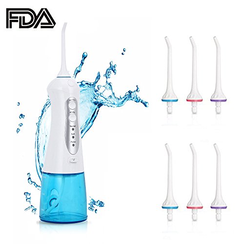 Cordless Rechargable Oral Irrigator - YOUYA DENTAL Professional Portable Dental Gum Water Flosser with 6 Jet Nozzles for Home and Travel , Braces & Bridges Care