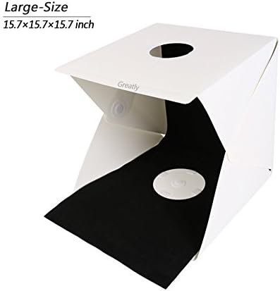 40*40*40cm Mini Portable Foldable Photography Studio Light Box Kit With LED Light Studio Shooting Soft Box Light Tent 16*16*16 Inches (White and Black Backdrop)