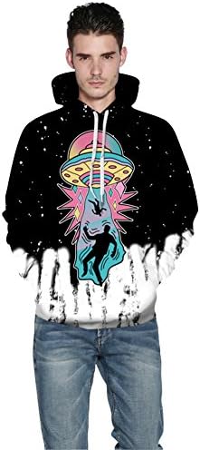 Hoodie, MagiQK Halloween Alien Cat Sweatshirts, Funny 3D Printing Street Snap Lover's Hoody, ANTI SOCIAL Pullover (L/XL, Men)