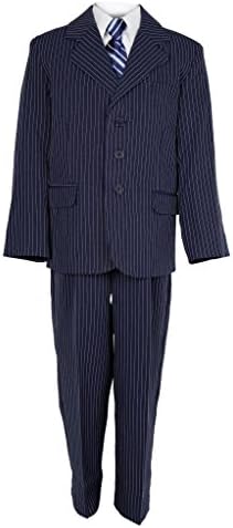 Vangogh Boys Pinstripe Suit Set with Tie Navy 7