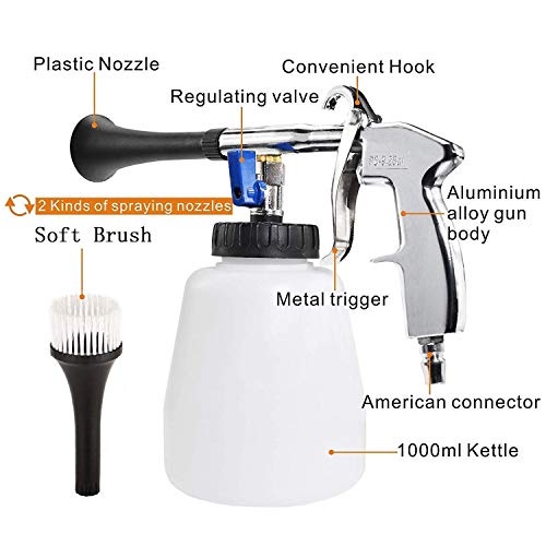 bopopo High Pressure Car Cleaning Gun, Car Interior Care Gun, Jet Power Washer,Automotive Air Pulse Wash Kit - Car Cleaning Foam Gun with 1L Bottle, Spray Nozzle Car Wash Gun Foam Lance(US Edition) - Thumbnail 6