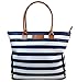 Sarah Wells Abby Breast Pump Bag (Navy Striped), With Real Leather Straps, Thermally-Lined Side Pockets for Breast Milk, Luggage Sleeve, Chic, Stylish and Functional
