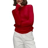 LAPUNIOT Thin Sweaters for Women Lightweight Knitted Mohair Sweater Boat Neck Long Sleeve Sheer Casual Tops Blouse