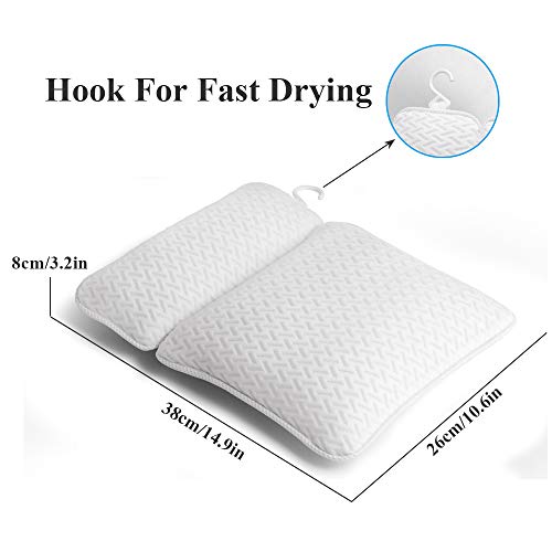 Bath Pillow Luxury 2-Panel Design Spa Bathtub Cushion Pad for Head,Neck,and Shoulder Support with 6 Non-Slip Super Strong Suction Cups - Thumbnail 2