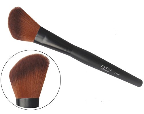 LyDia professional black angled long mineral face loose powder blusher cosmetic makeup brush F-09