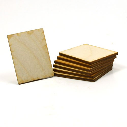 Mylittlewoodshop - Pkg of 50 - Rectangle - 2 inches by 1-1/2 inches and 1/8 inch thick unfinished wood(LC-RTSQ11-50)
