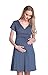 Happy Mama. Women's Maternity Jersey Flare Baby Shower Dress Short Sleeves. 108p (Blue Grey, US 6, M)