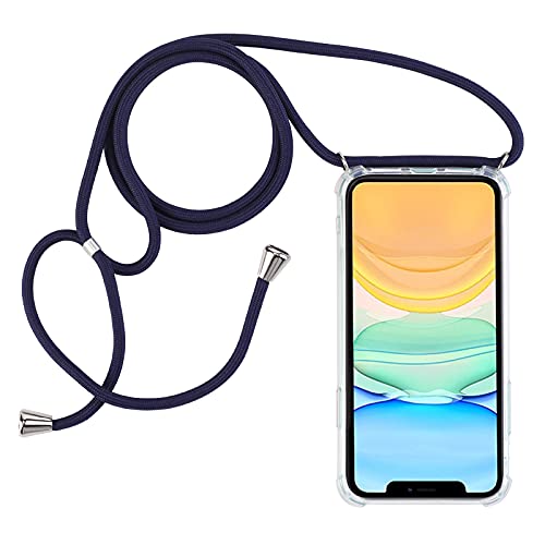 PuYu Zhe Compatible With iPhone 12 Pro Max Case,Clear Transparent TPU Silicone Shell,Crossbody Slim Stylish Shockproof Cover,Adjustable Neck Cord Lanyard-Gray