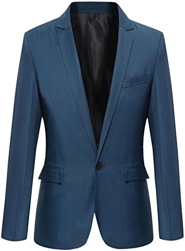 Mens Slim Fit Casual One Button Blazer Jacket (XL, 303 Blue)