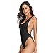 Dixperfect 90s Trend One Piece Swimsuit Low Cut Sides Wide Straps High Legs for Women Black