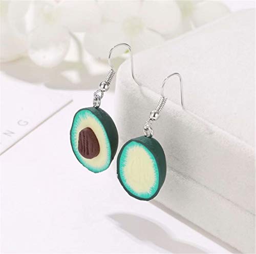TMROW 3D Avocado Dangle Earrings Cute Love Heart Oval Soft Ceramic Hook Earrings Green Plant Fruit Hypoallergenic Ear for Women Girls Jewelry