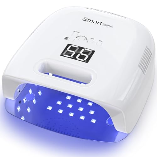 Cordless Rechargeable UV Nail Lamp, 60W Professional UV Light for Gel Nails with Metal Base, Portable Wireless LED Nail Dryer Fast Charger Curing Lamp 3 Timers for Salon or Home