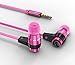 Sentey Pink Earbuds Earphones Headset in Ear Headphones Inline Control and Microphone Metal Audiophile for Music Running Travel Carrying Case Included Tangle Free Cable Oryon LS-4219 Kids Men Girls