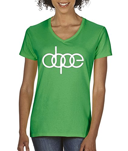 New Way 103 - Women's V-Neck T-Shirt Dope Audi Logo TT S4 Quattro VW Turbo Boost JDM illest R8 2XL Kelly Green