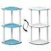 Furinno TURN-N-TUBE Corner Shelf, 3-Tier Corner Bookshelf, Display Storage Shelves with Open Shelves, for Organization and Storage, Living Room, Home Office, Garage, Light Blue