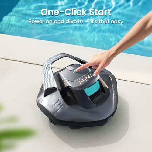 AIPER Seagull SE Cordless Robotic Pool Cleaner, Pool Vacuum Lasts 90 Mins, LED Indicator, Self-Parking, for Flat Above-Ground Pools up to 33 Feet - Gray