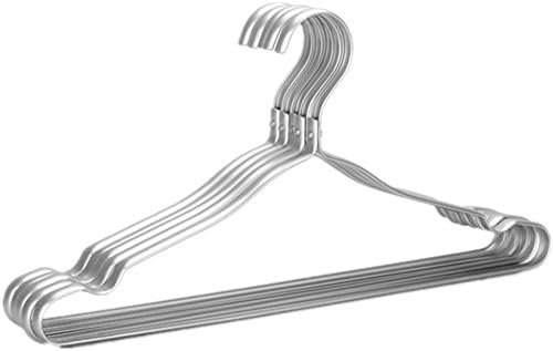 Winblooming Colthes Hanger Space Aluminum Metal, Anti-skid, Wind-proof Hanger, Broad - shouldered, Pack of 10 (Silver)