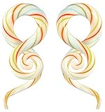 BodyJ4You Glass Spiral Tapers, 2 Pieces Candy Cane Glass Plugs 2G-14mm (2 Pieces)